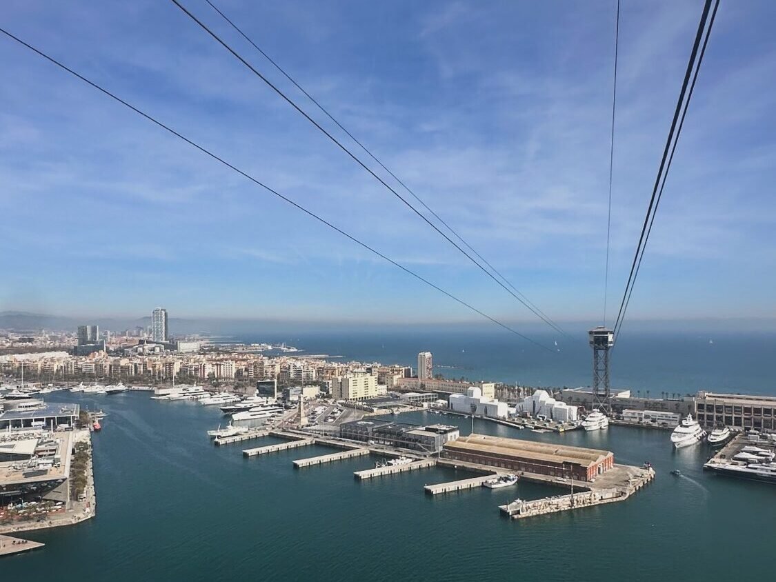 Barcelona with kids montjuic cable car view