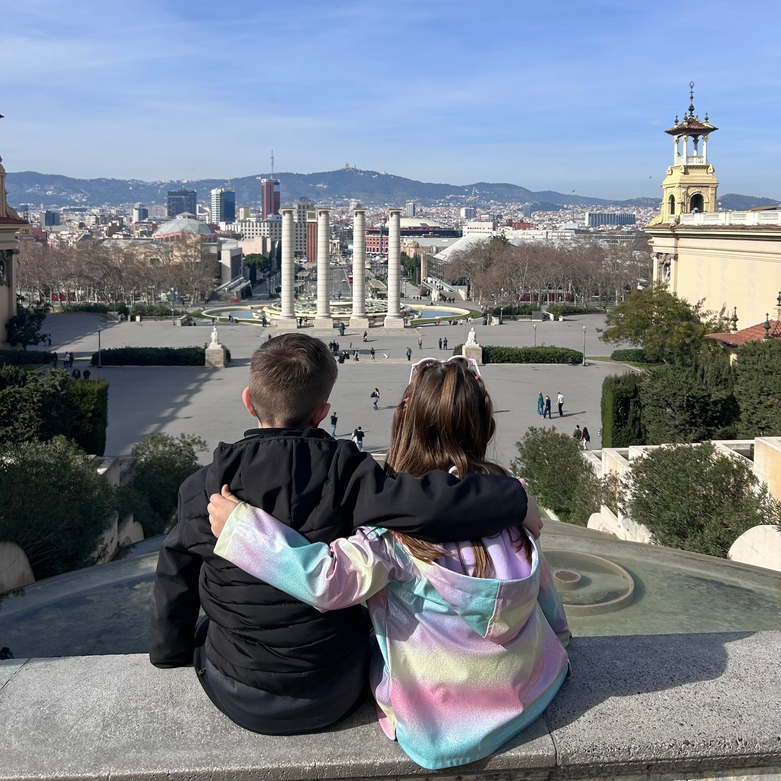 Barcelona with kids view from Montjuic hill