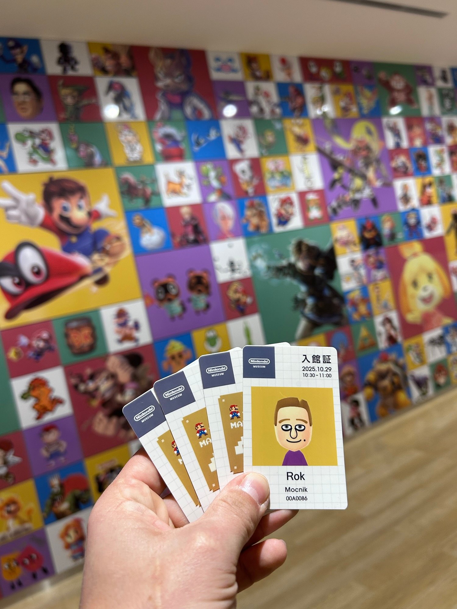 Nintendo Museum Kyoto admission cards used for entry and interactive games.