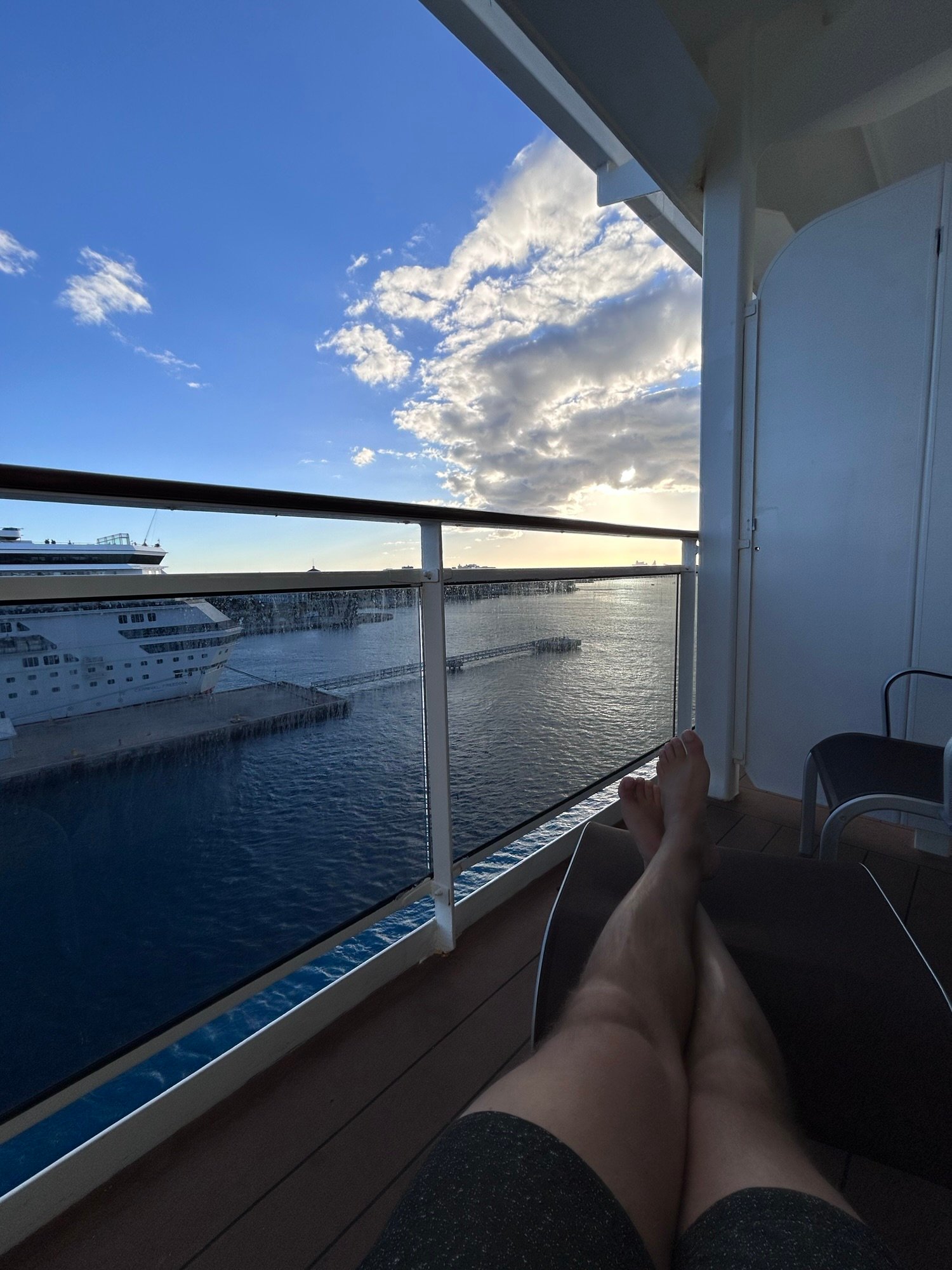 Balcony cabin view on MSC Divina during our Bahamas cruise